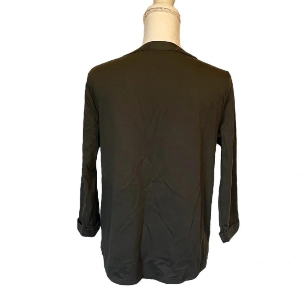 Old Navy Army Green 3/4 Sleeve Buttoned Mandarin Collar Women’s Blouse Small